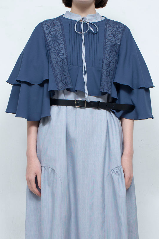 SUN LACE CROPPED BLOUSE NAVY