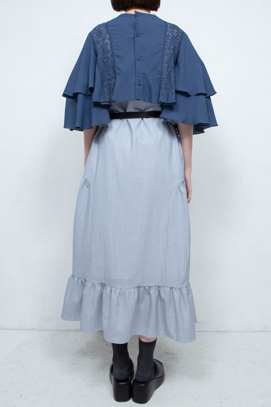 SUN LACE CROPPED BLOUSE NAVY