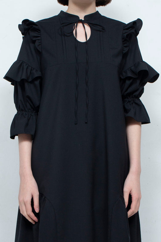 FRILL MAXI DRESS BLACK