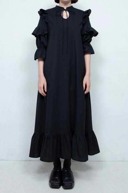 FRILL MAXI DRESS BLACK