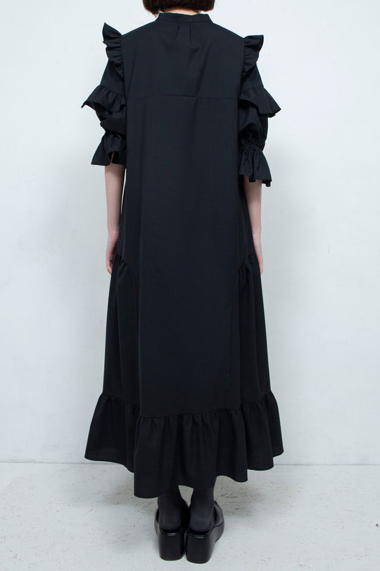 FRILL MAXI DRESS BLACK