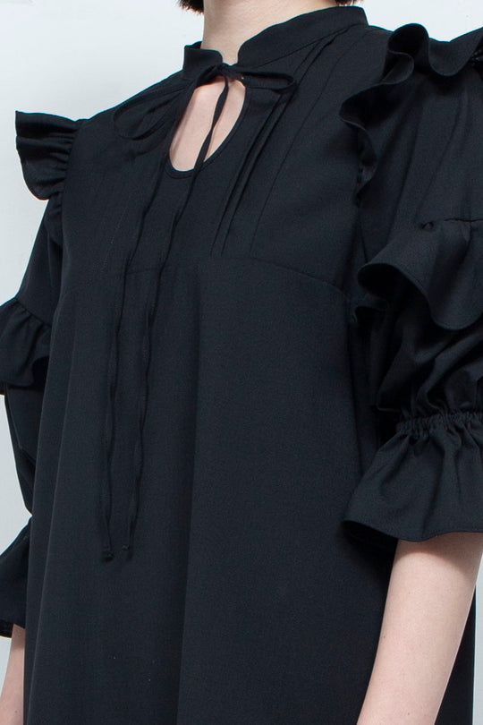 FRILL MAXI DRESS BLACK