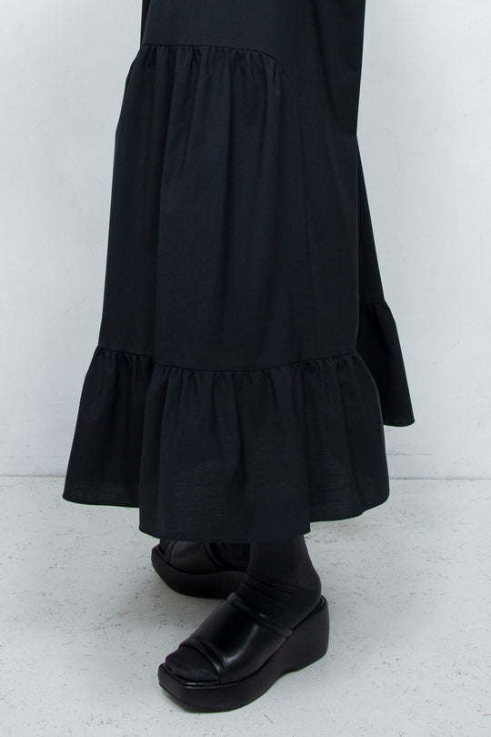 FRILL MAXI DRESS BLACK
