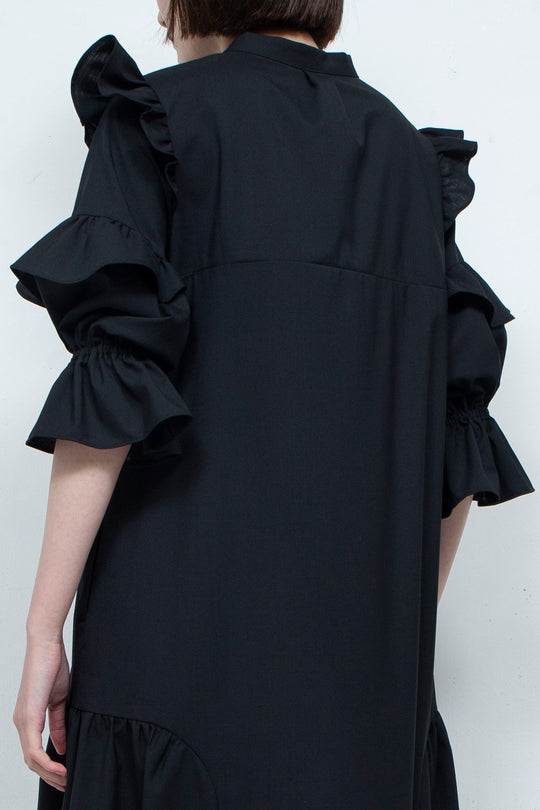 FRILL MAXI DRESS BLACK