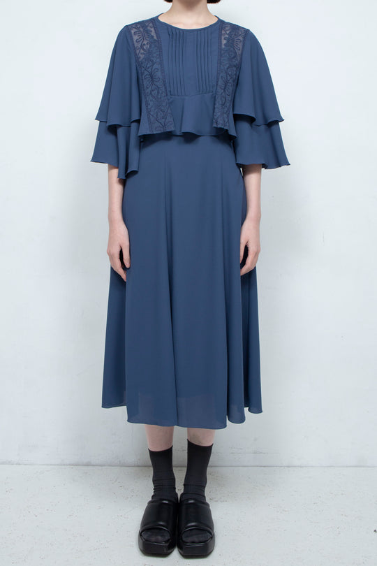 SUN LACE CROPPED BLOUSE NAVY