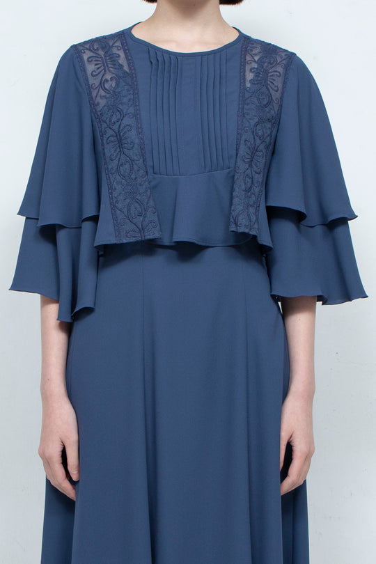 SUN LACE CROPPED BLOUSE NAVY