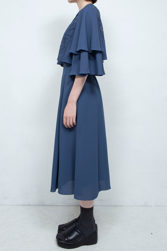 SUN LACE CROPPED BLOUSE NAVY
