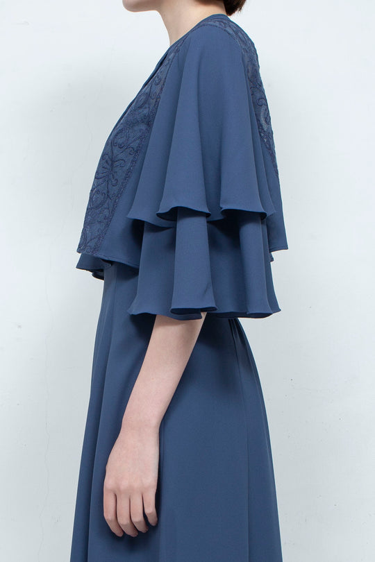 SUN LACE CROPPED BLOUSE NAVY