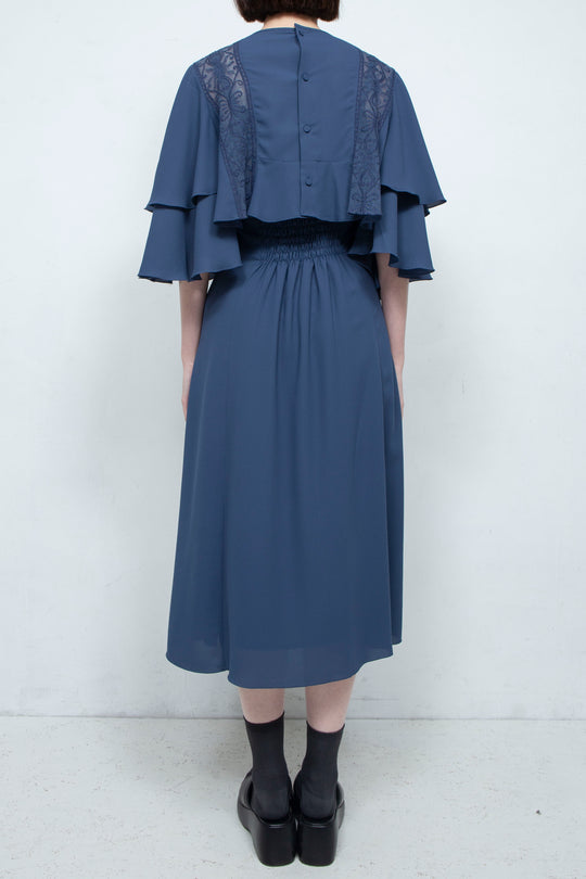 SUN LACE CROPPED BLOUSE NAVY