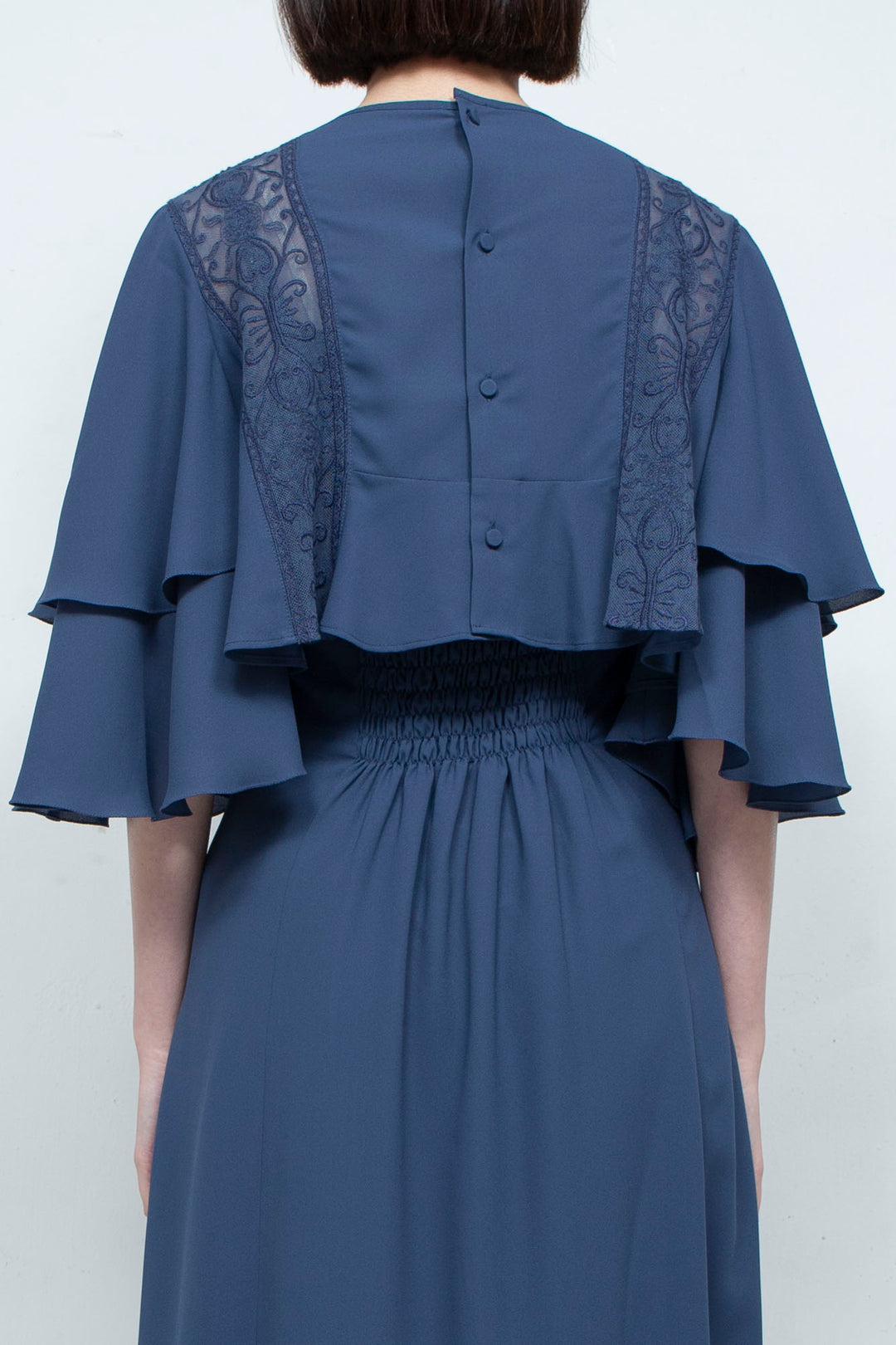 SUN LACE CROPPED BLOUSE NAVY
