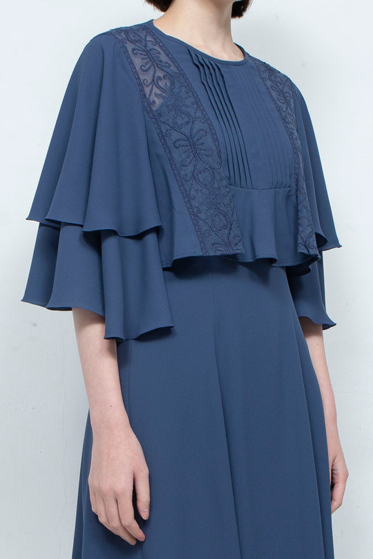 SUN LACE CROPPED BLOUSE NAVY