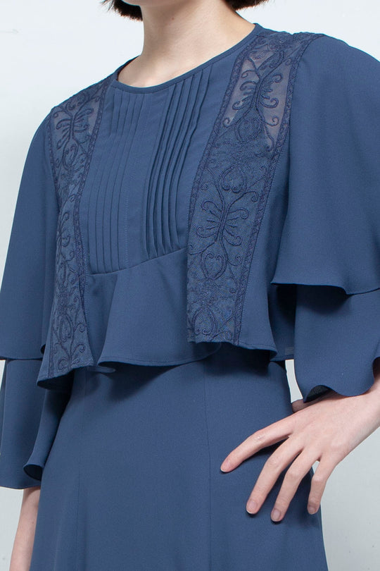 SUN LACE CROPPED BLOUSE NAVY
