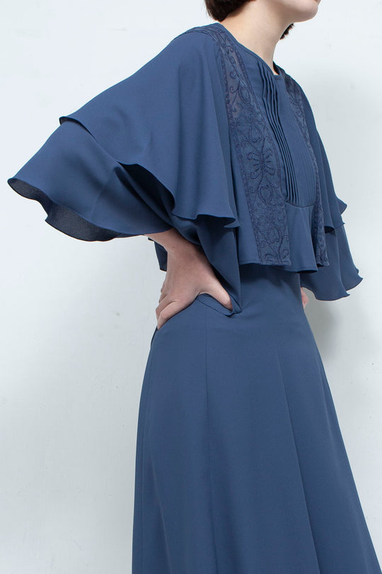 SUN LACE CROPPED BLOUSE NAVY