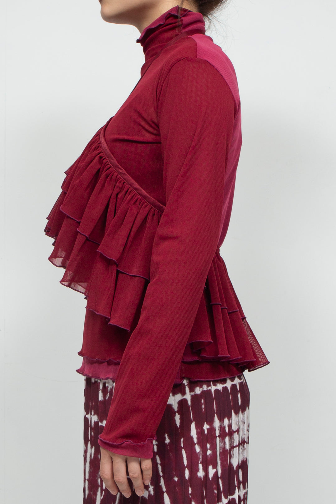 net tulle ruffle bib RED
