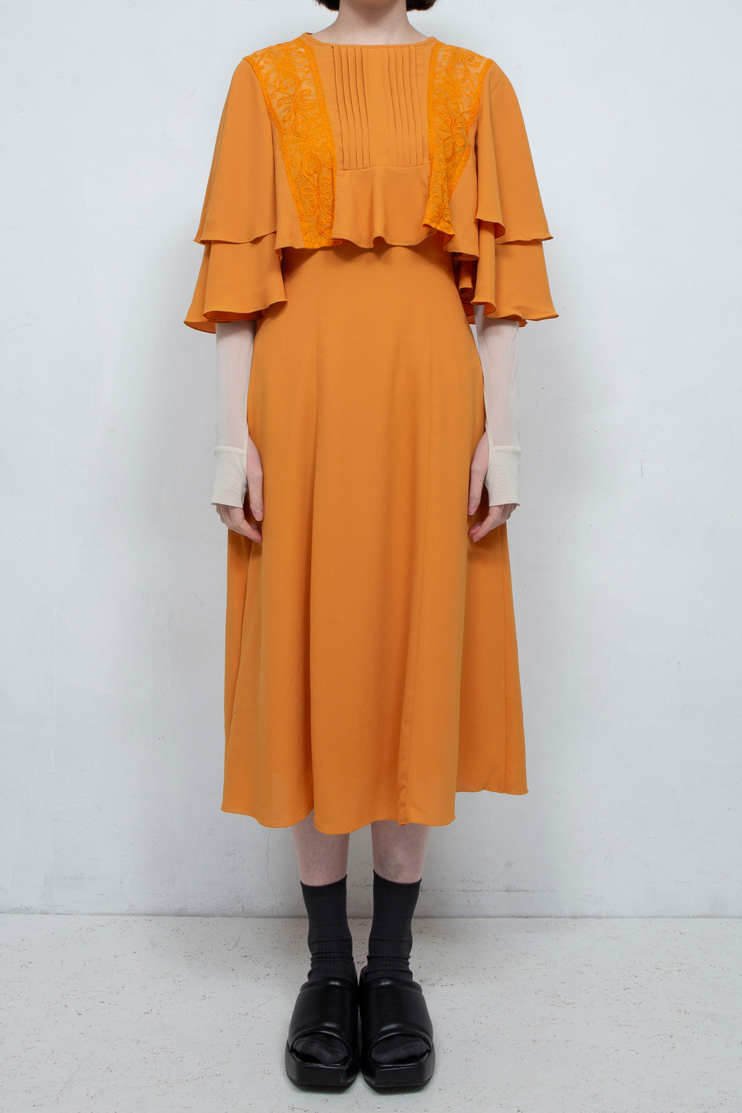 SUN LACE CROPPED BLOUSE ORANGE