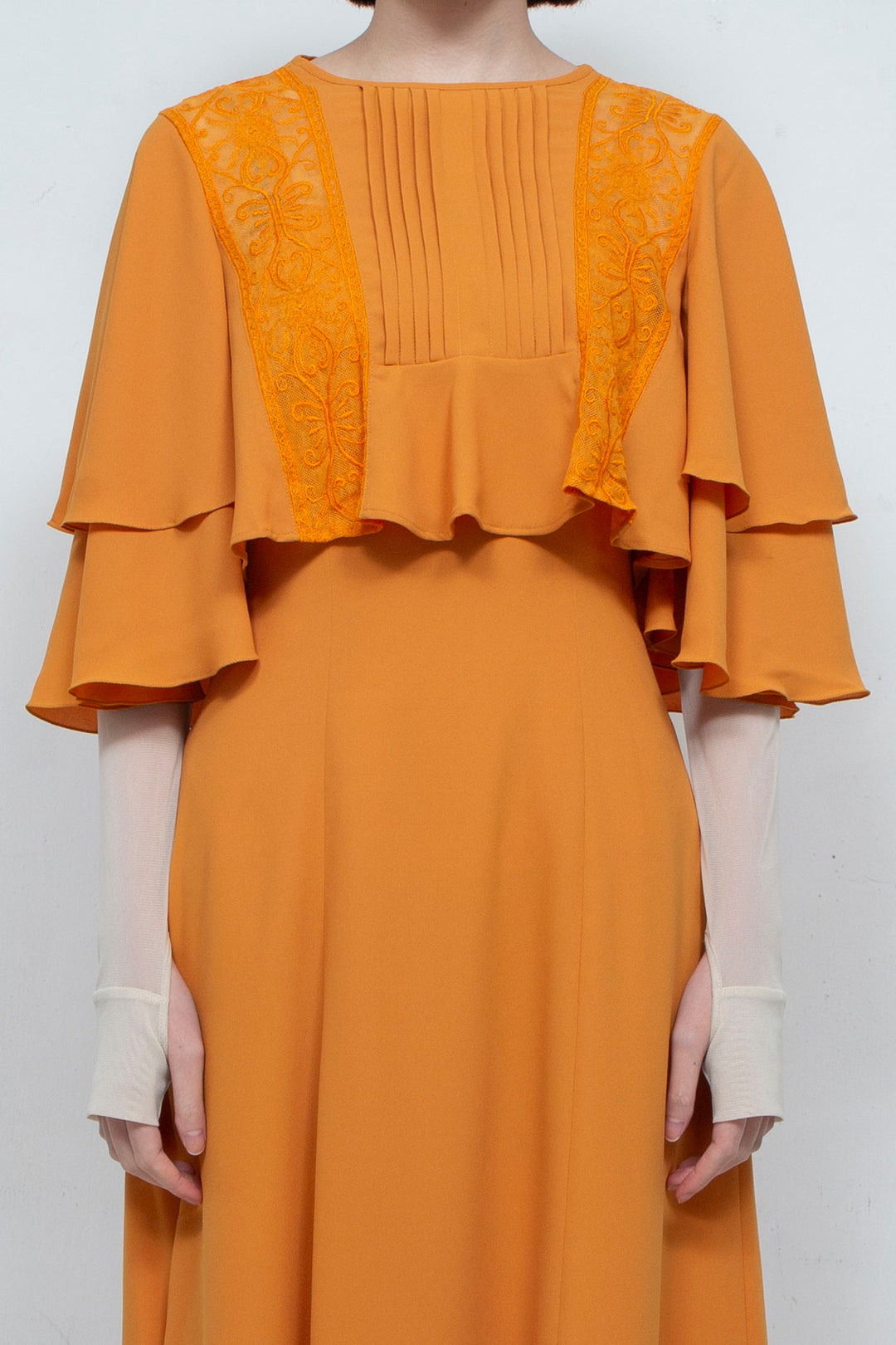 SUN LACE CROPPED BLOUSE ORANGE
