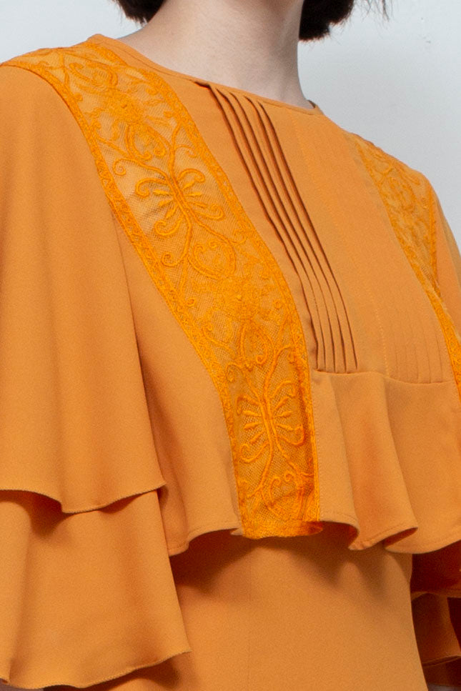 SUN LACE CROPPED BLOUSE ORANGE
