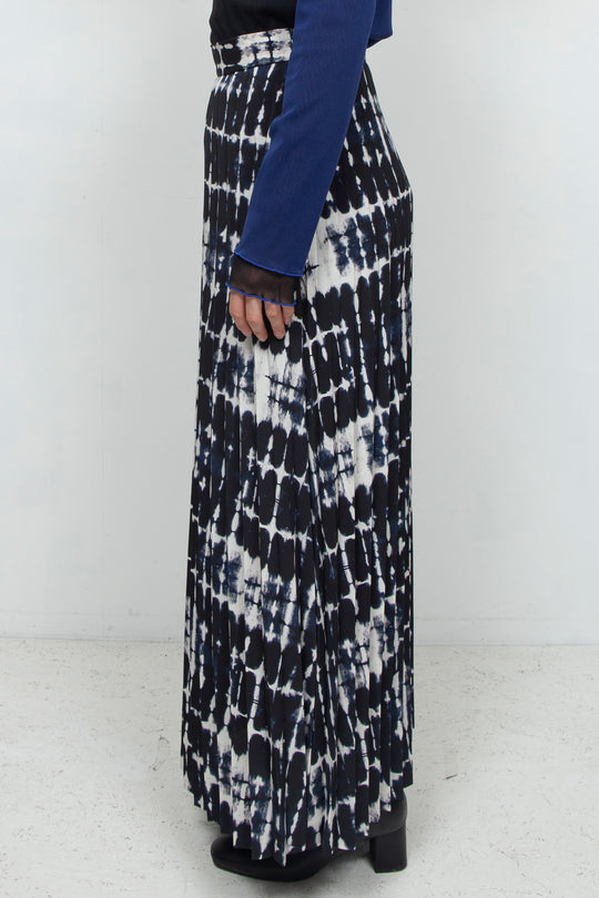 printed pleated skirt NAVY