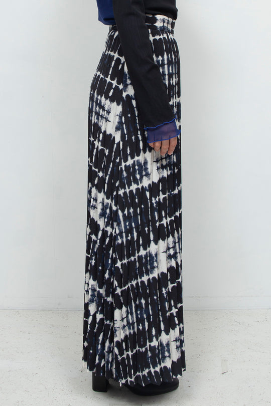 printed pleated skirt NAVY