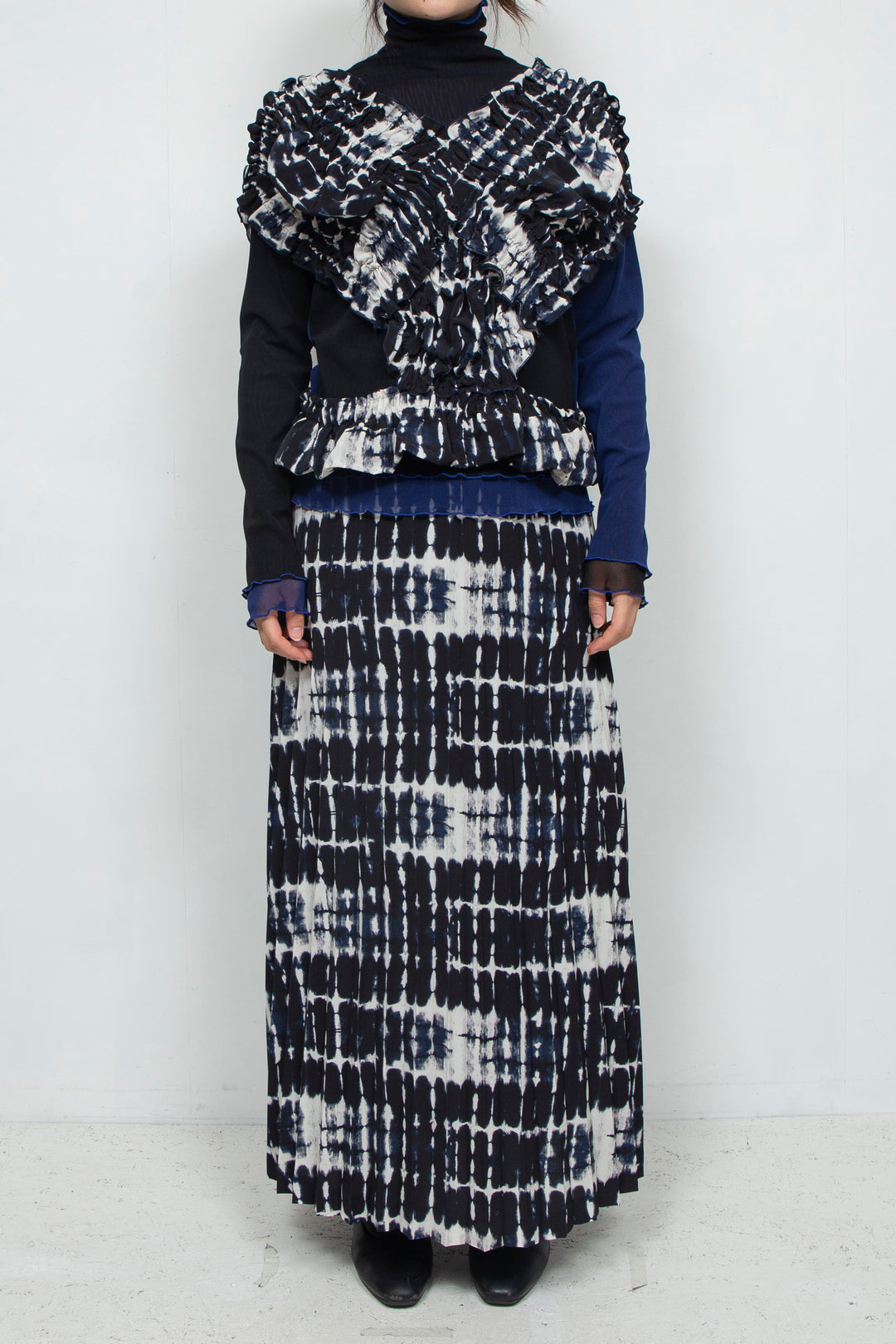 crossed shirring top NAVY