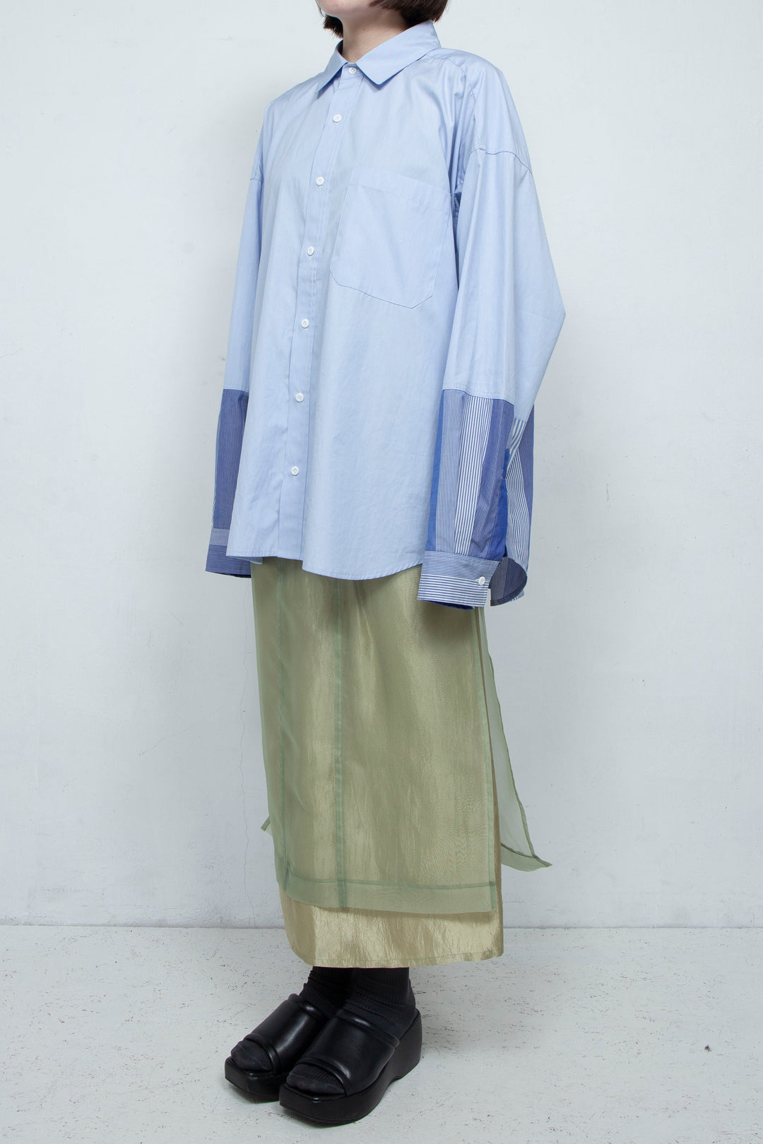 "YOU" Sheer Through Layered Tight Skirt MINT