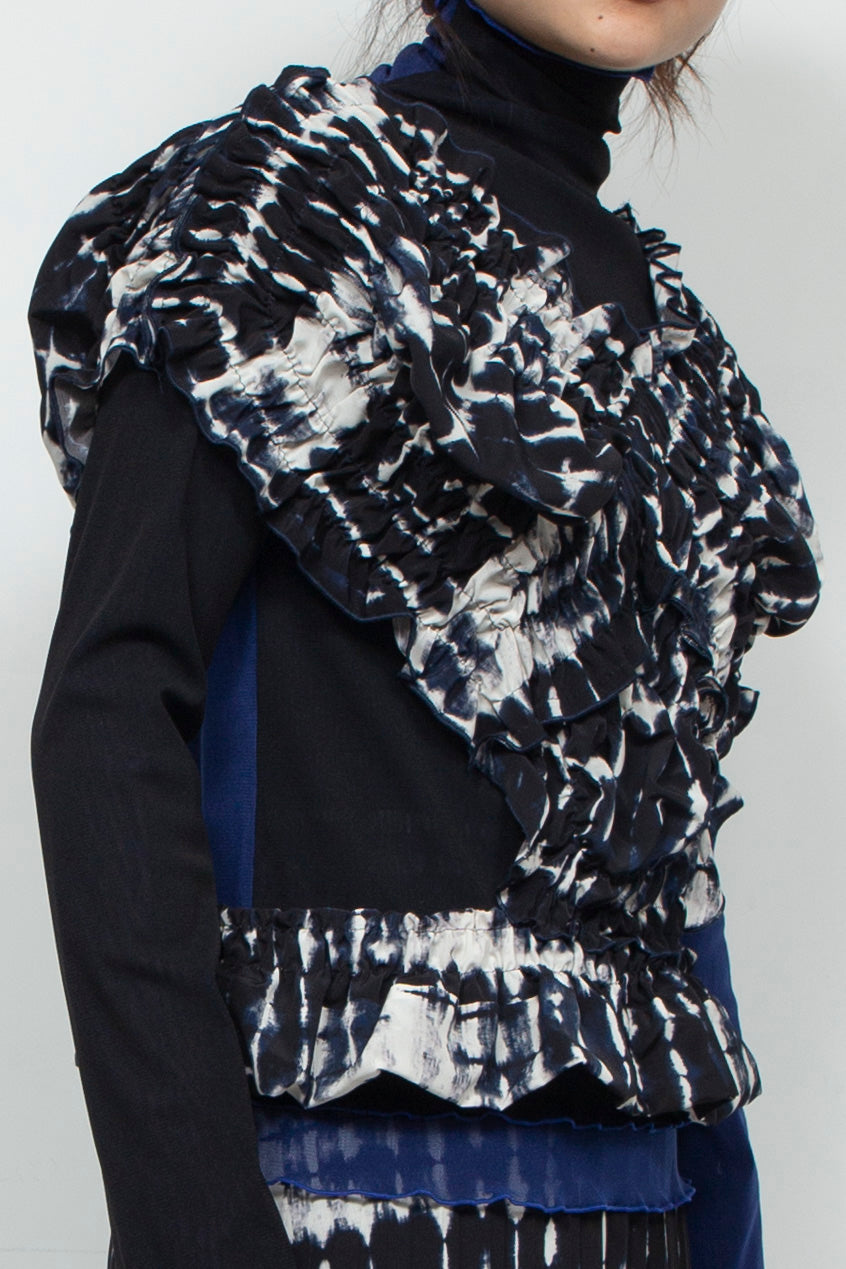 crossed shirring top NAVY