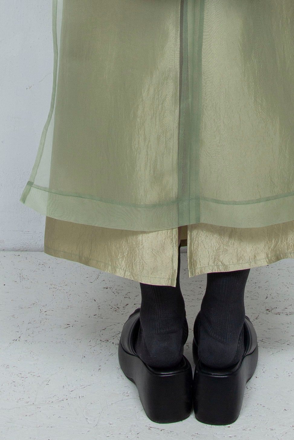"YOU" Sheer Through Layered Tight Skirt MINT