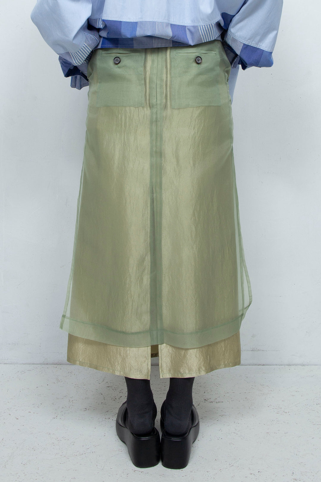 "YOU" Sheer Through Layered Tight Skirt MINT
