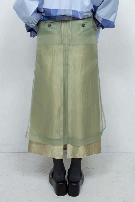 "YOU" Sheer Through Layered Tight Skirt MINT