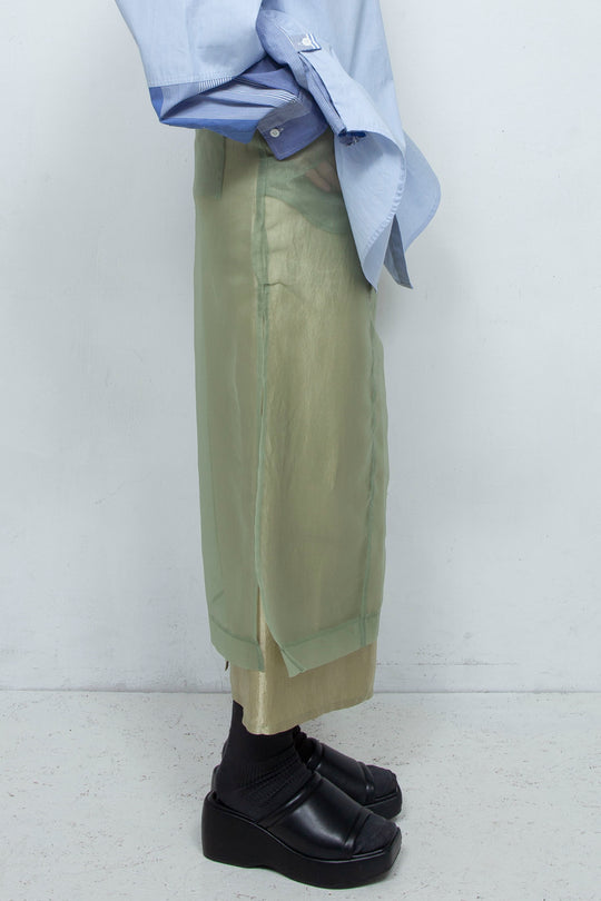 "YOU" Sheer Through Layered Tight Skirt MINT