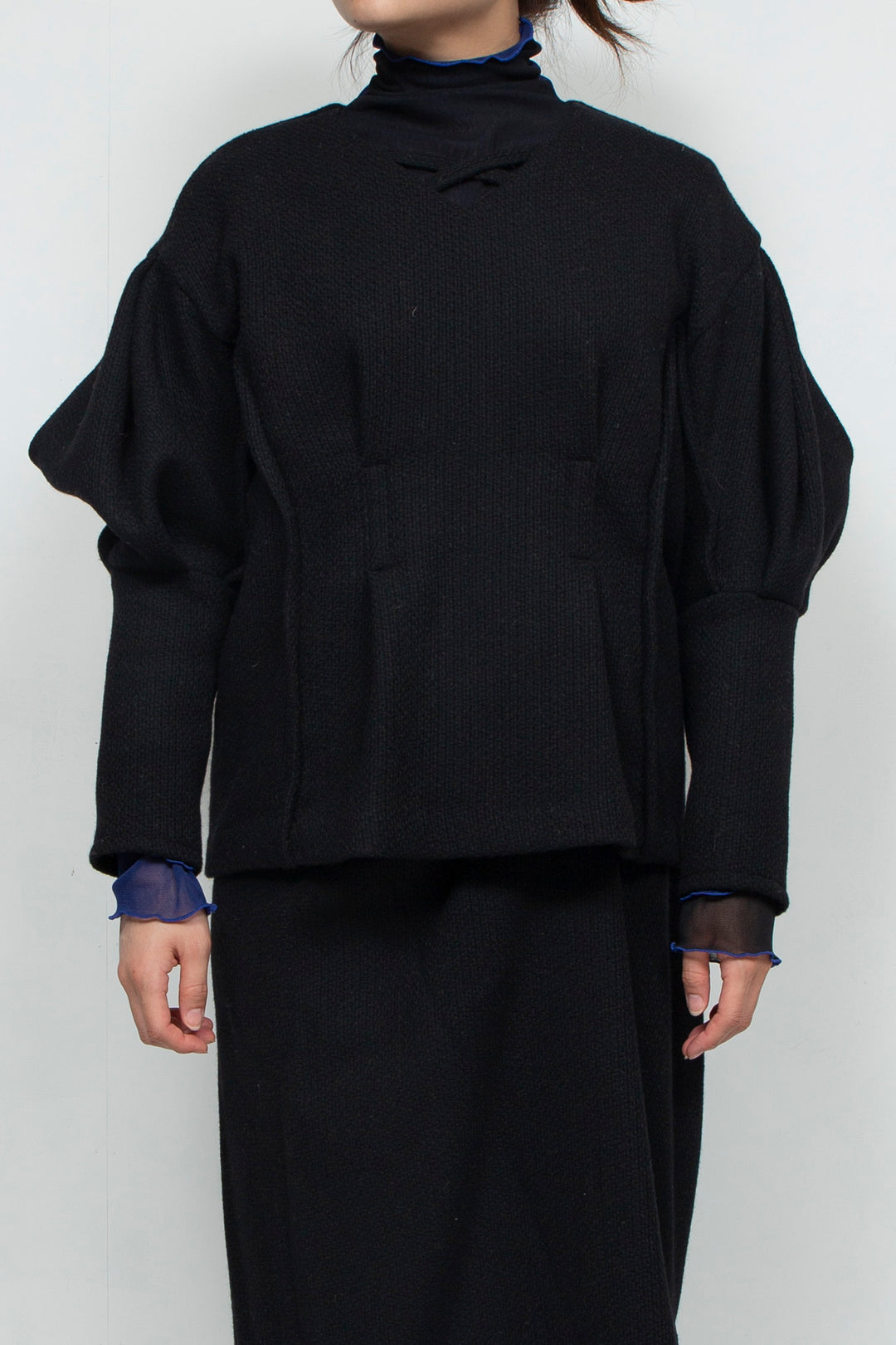 puff sleeve tops BLACK