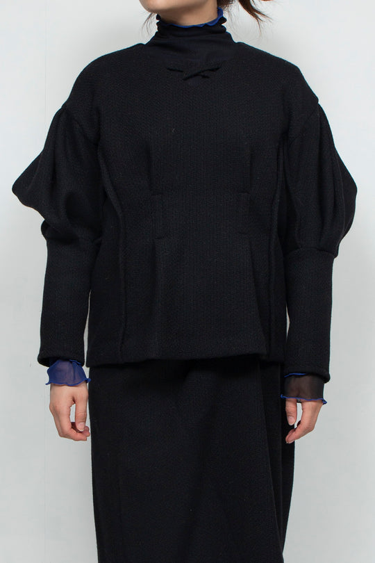 puff sleeve tops BLACK