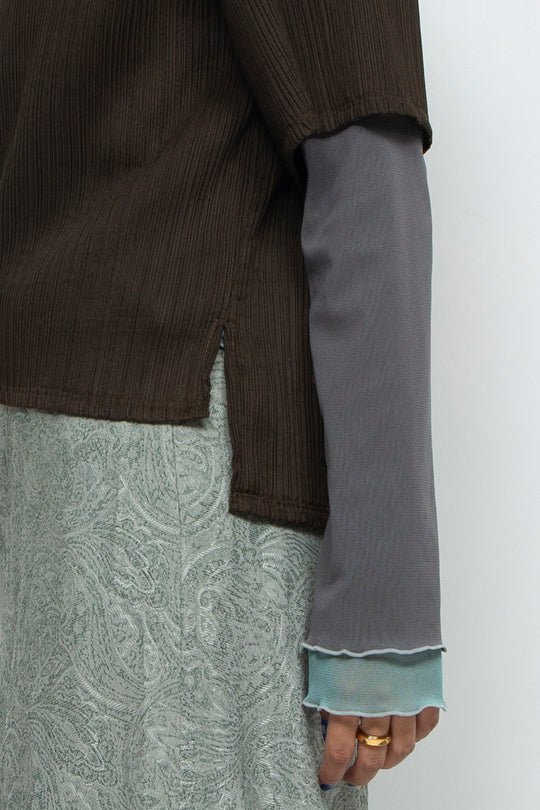 Pleats-like T-shirt KHAKI