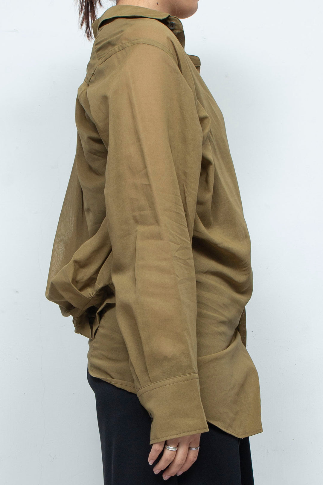 2WAY SHEER BLOUSE KHAKI
