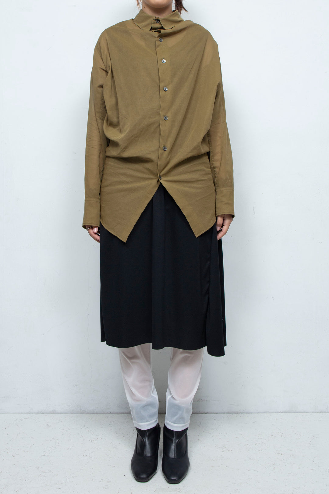 2WAY SHEER BLOUSE KHAKI