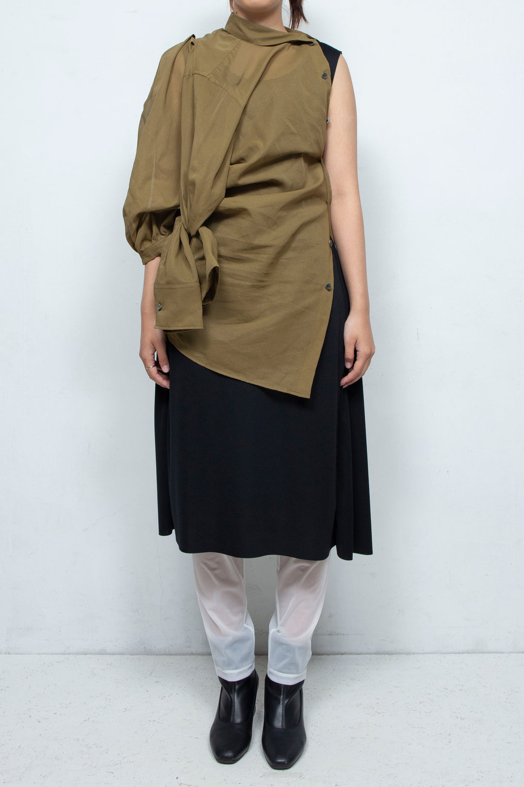 2WAY SHEER BLOUSE KHAKI