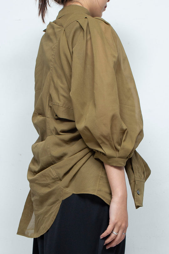 2WAY SHEER BLOUSE KHAKI