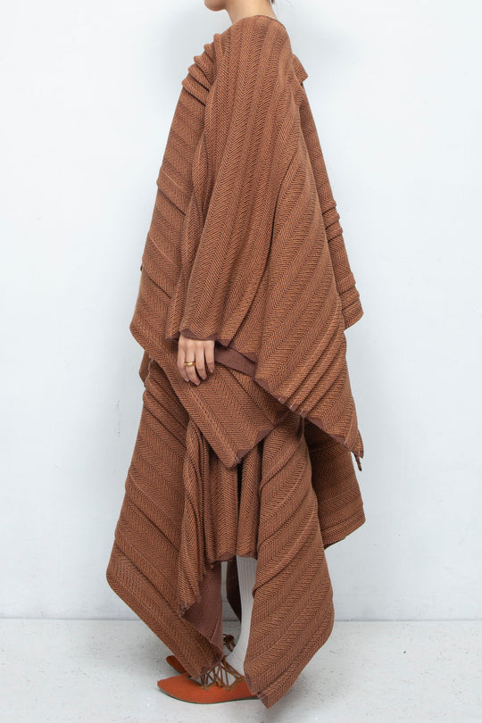 tuck poncho brown