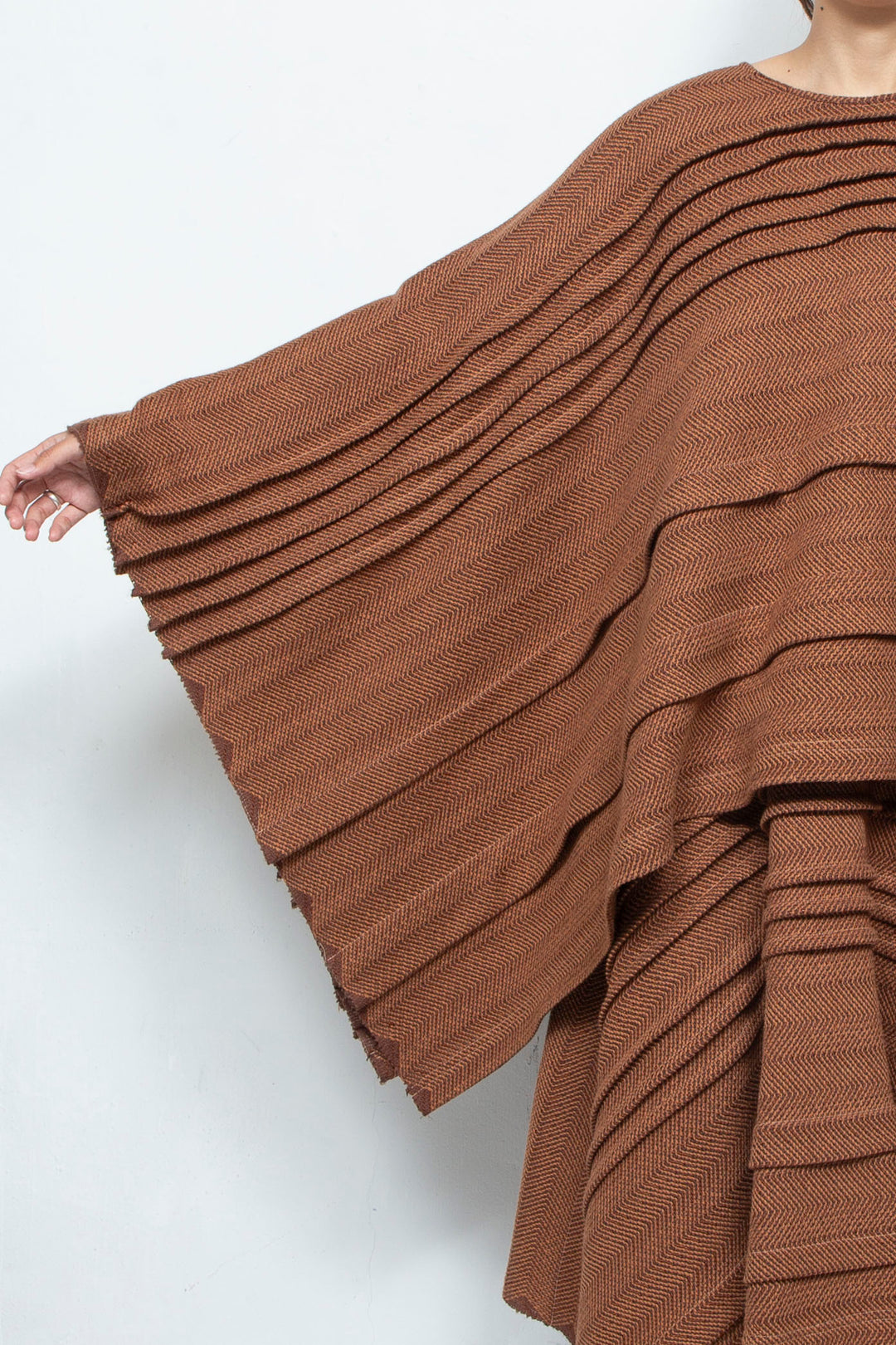 tuck poncho brown