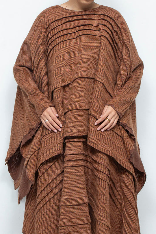 tuck poncho brown