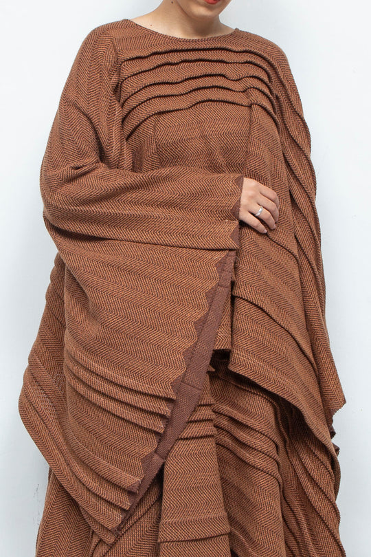 tuck poncho brown