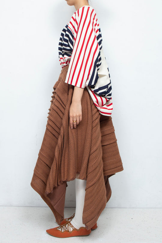 tuck flare skirt brown