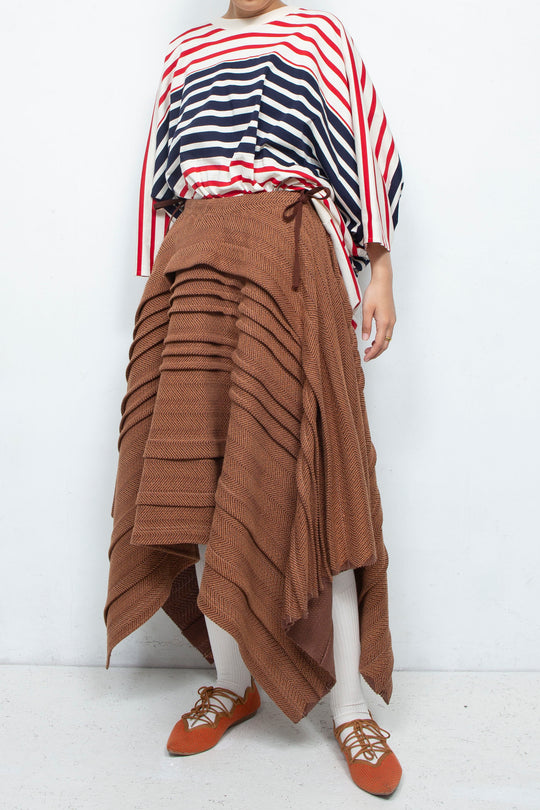 tuck flare skirt brown