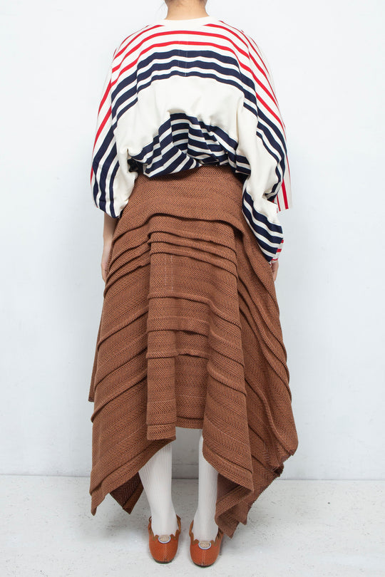 tuck flare skirt brown