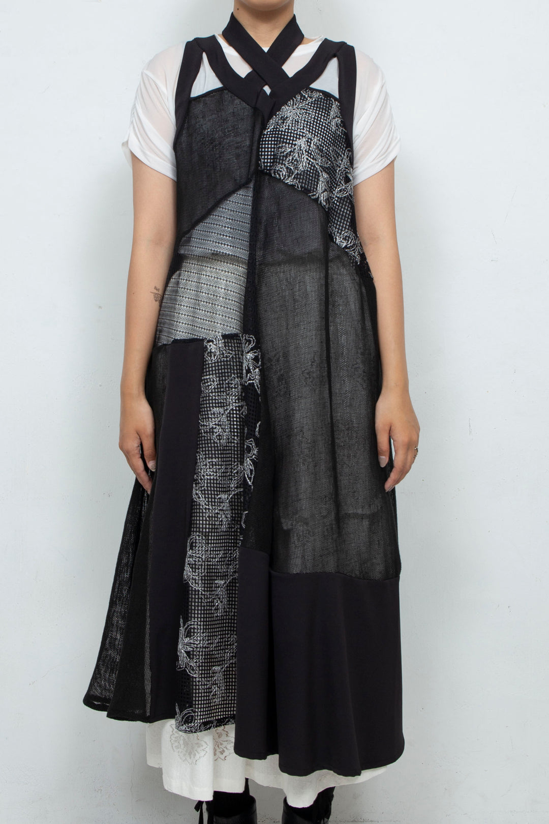 Lace patchwork dress BLACK