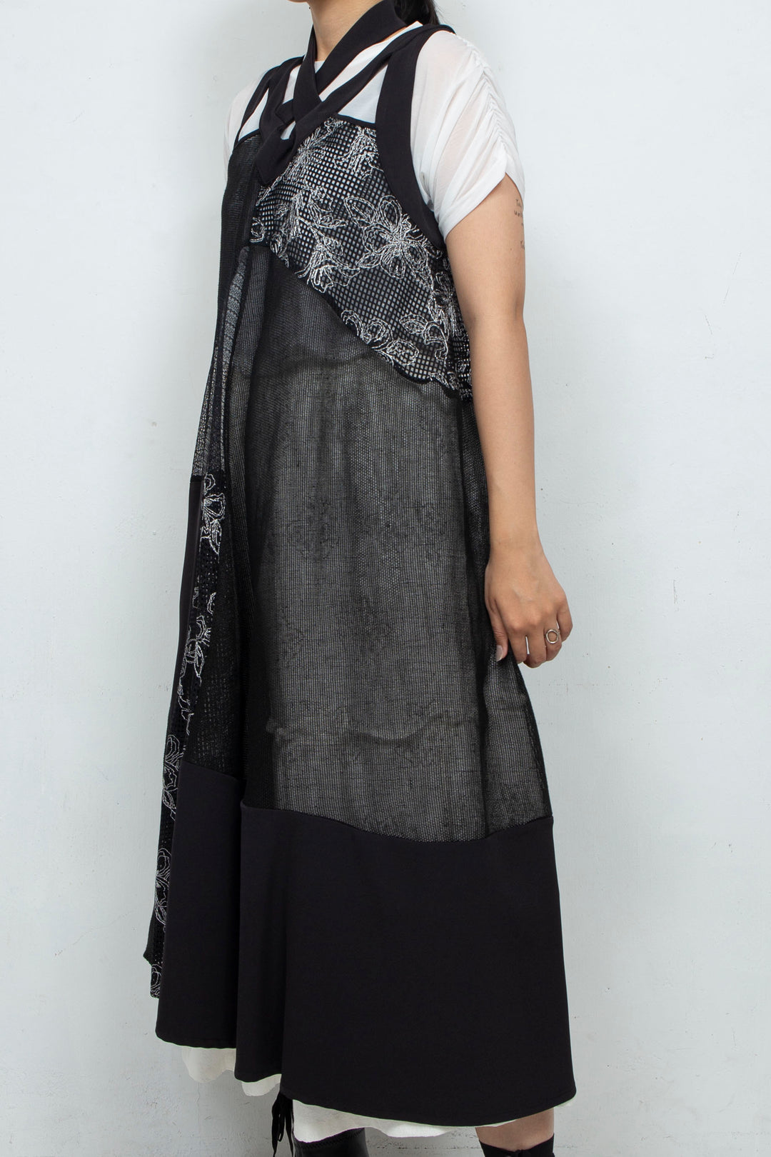 Lace patchwork dress BLACK