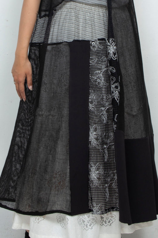 Lace patchwork dress BLACK