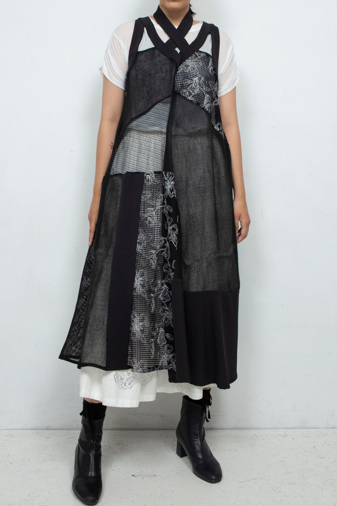 Lace patchwork dress BLACK