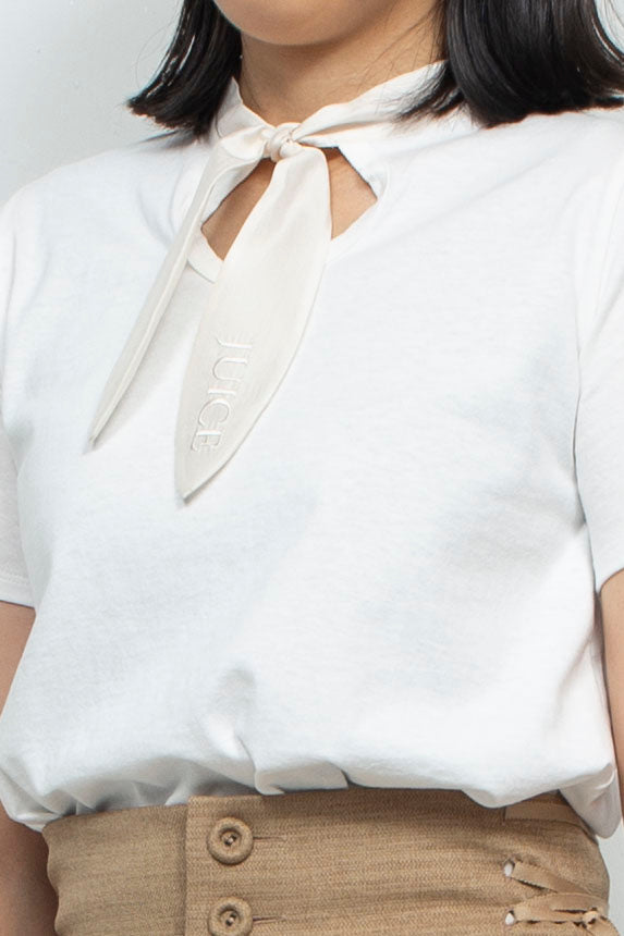 JUICE EMBROIDERY SCARF T-SHIRT WHITE