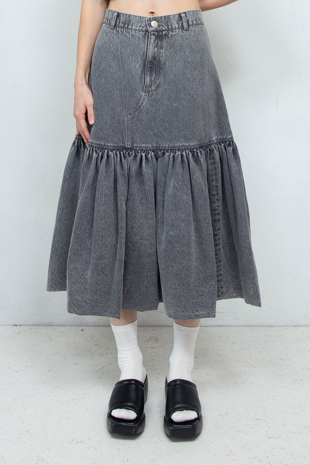 Denim skirt Black